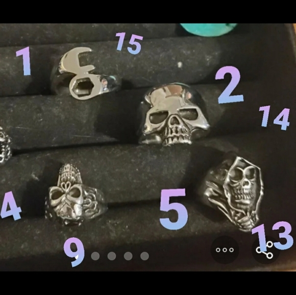 skull biker men rings size 9 _15 - Picture 3 of 3